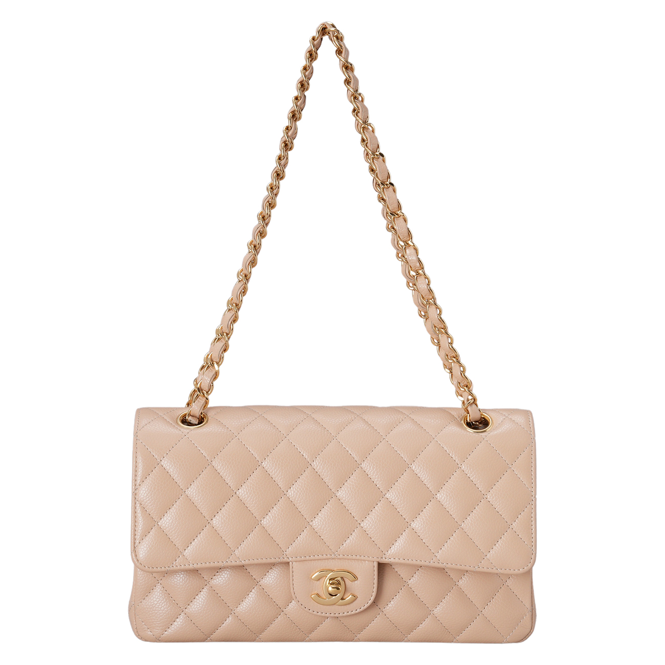 CHANEL(USED)샤넬 캐비어 클래식 베이지 미듐