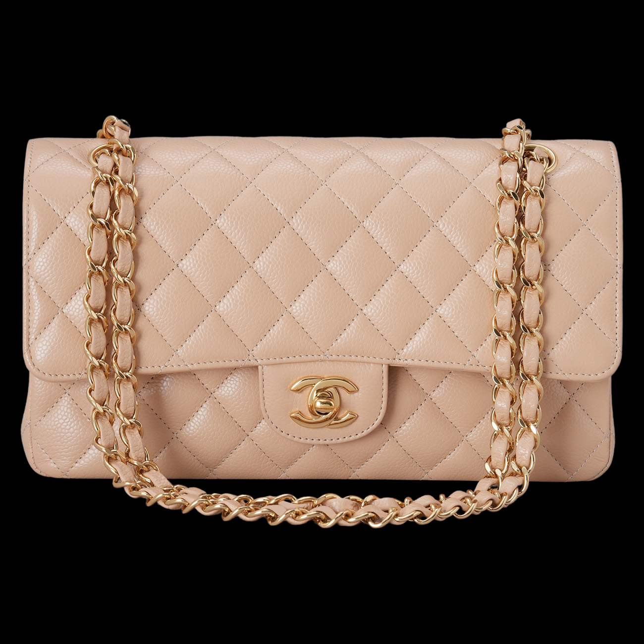 CHANEL(USED)샤넬 캐비어 클래식 베이지 미듐