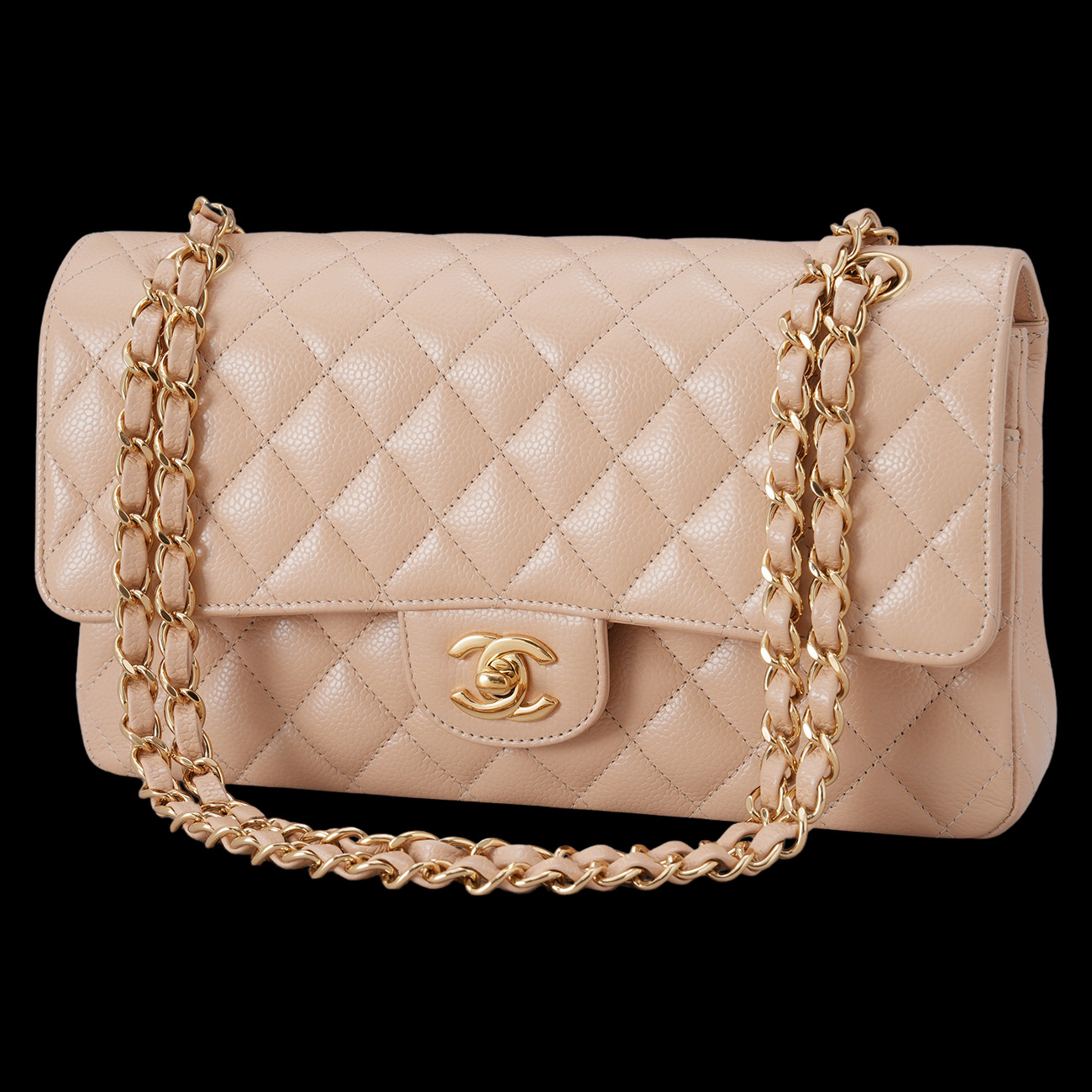 CHANEL(USED)샤넬 캐비어 클래식 베이지 미듐