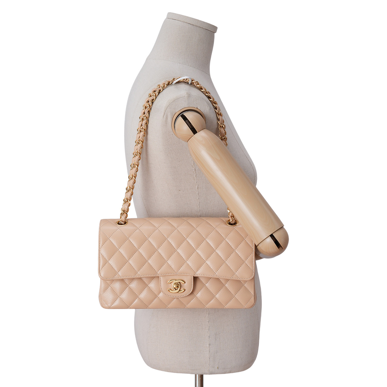 CHANEL(USED)샤넬 캐비어 클래식 베이지 미듐