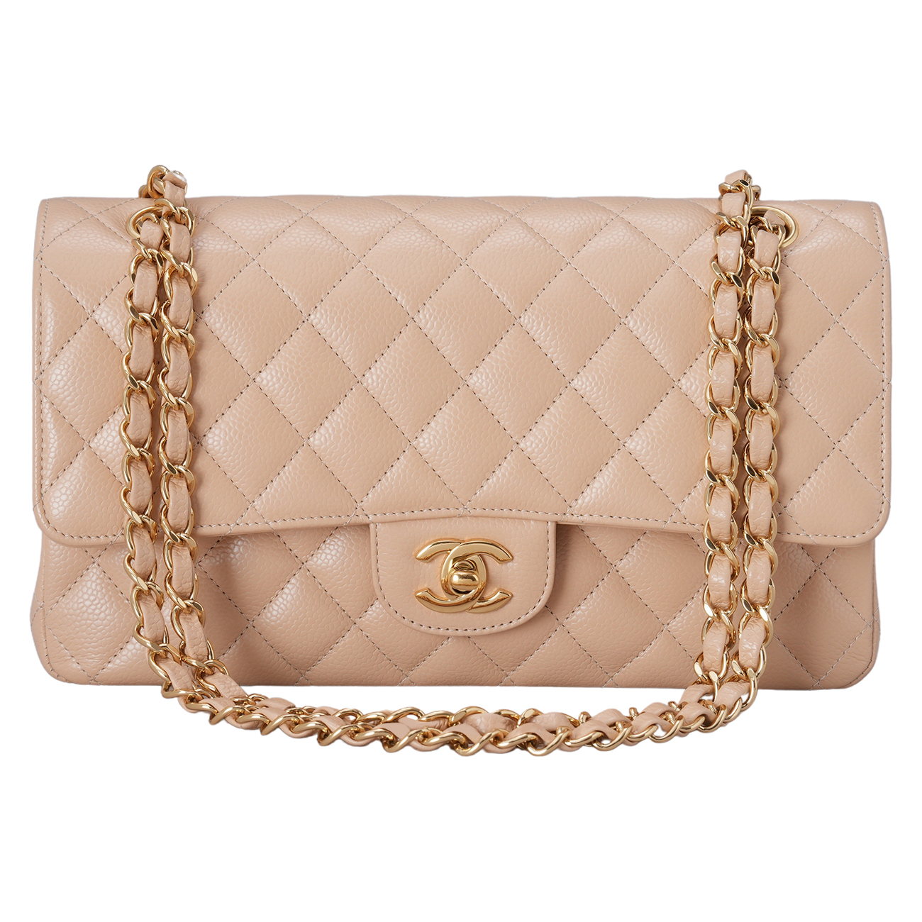 CHANEL(USED)샤넬 캐비어 클래식 베이지 미듐