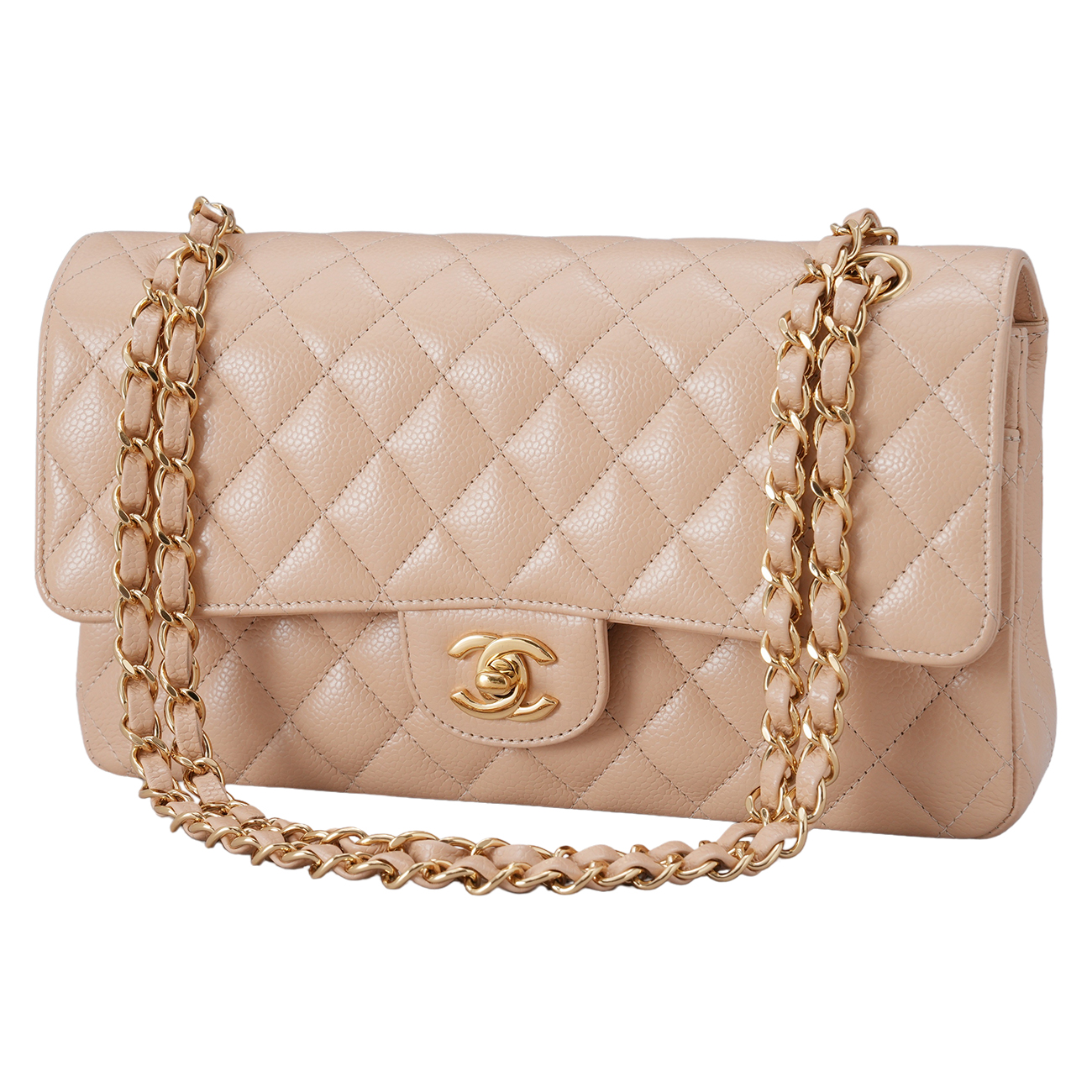 CHANEL(USED)샤넬 캐비어 클래식 베이지 미듐