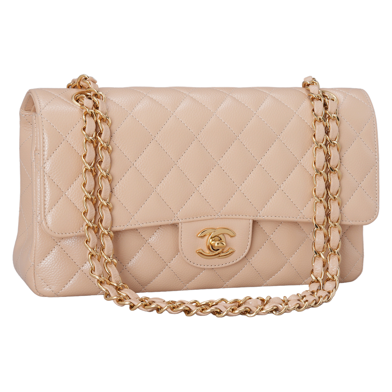 CHANEL(USED)샤넬 캐비어 클래식 베이지 미듐