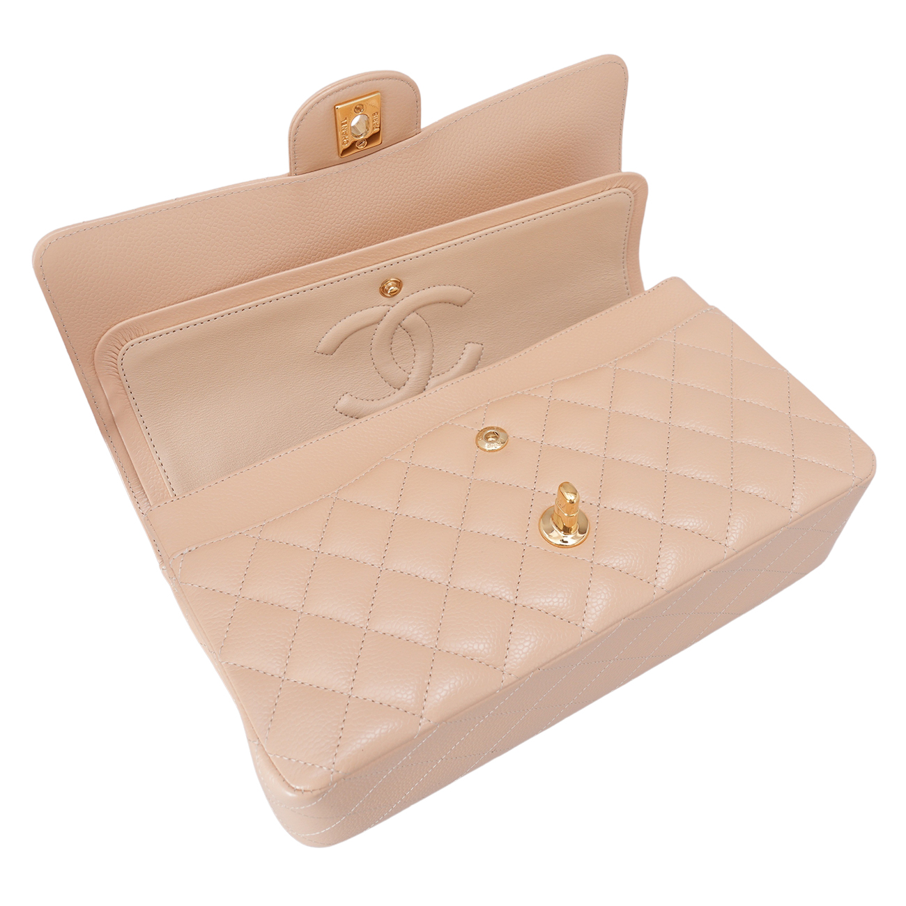 CHANEL(USED)샤넬 캐비어 클래식 베이지 미듐