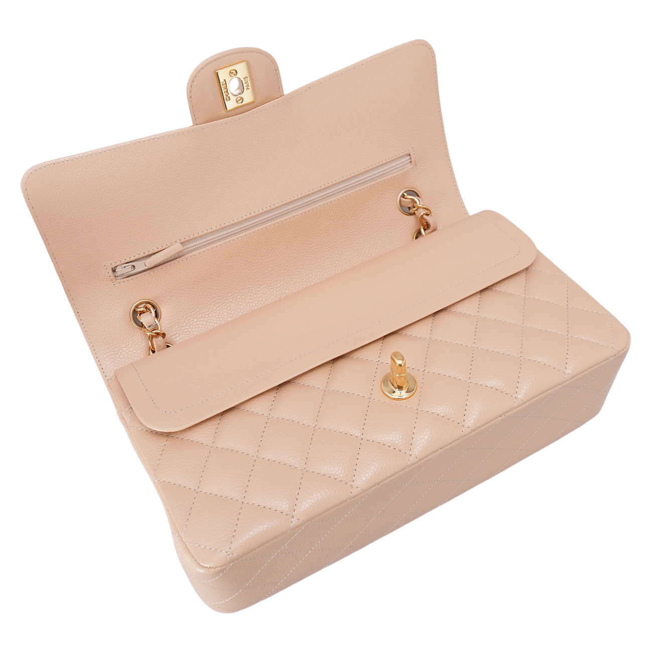 CHANEL(USED)샤넬 캐비어 클래식 베이지 미듐