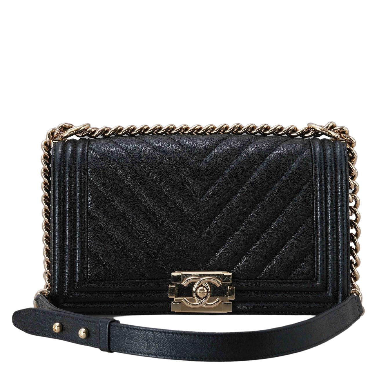 CHANEL(USED)샤넬 A67086 캐비어 보이샤넬 미듐 플랩백