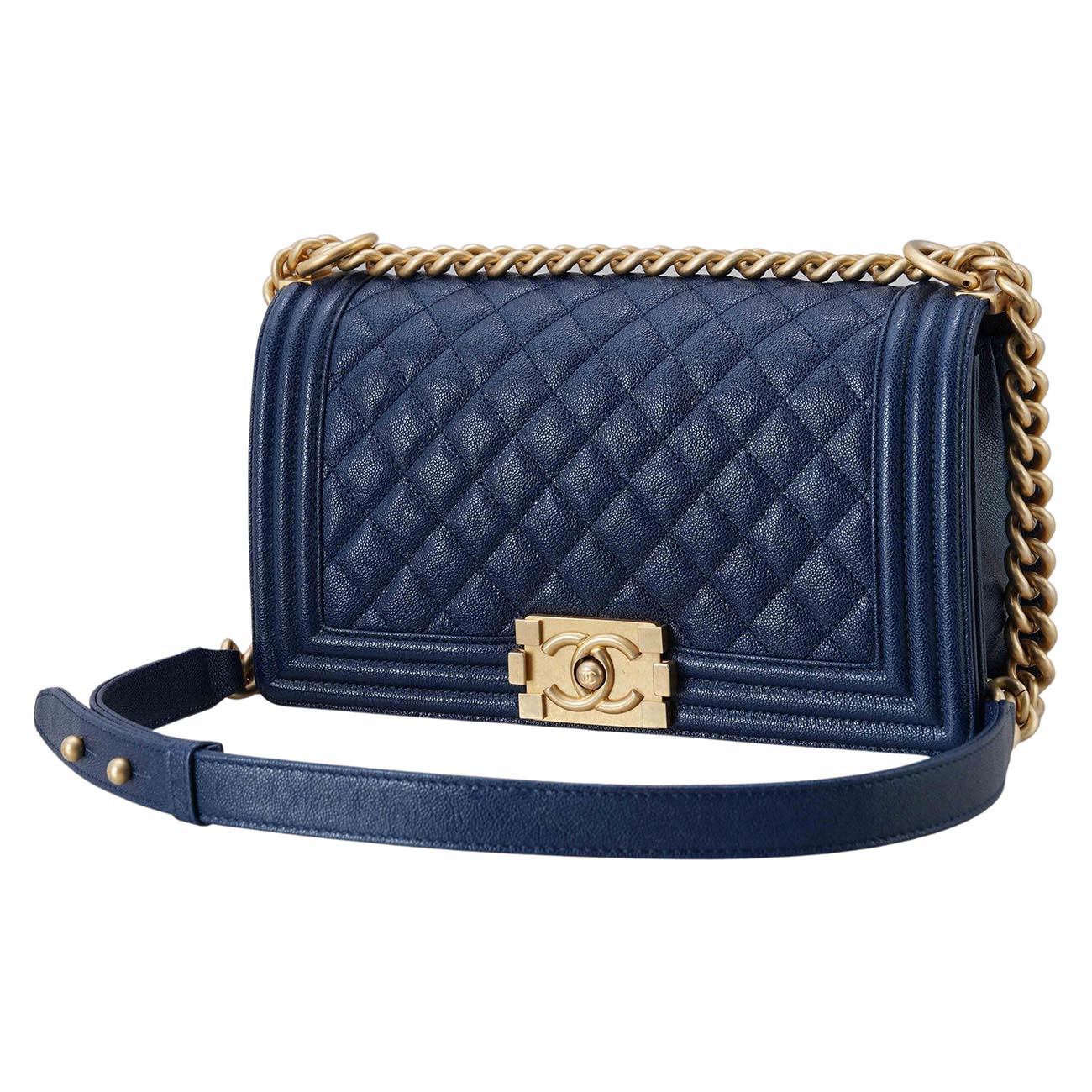 CHANEL(USED)샤넬 보이샤넬 캐비어 미듐 금장
