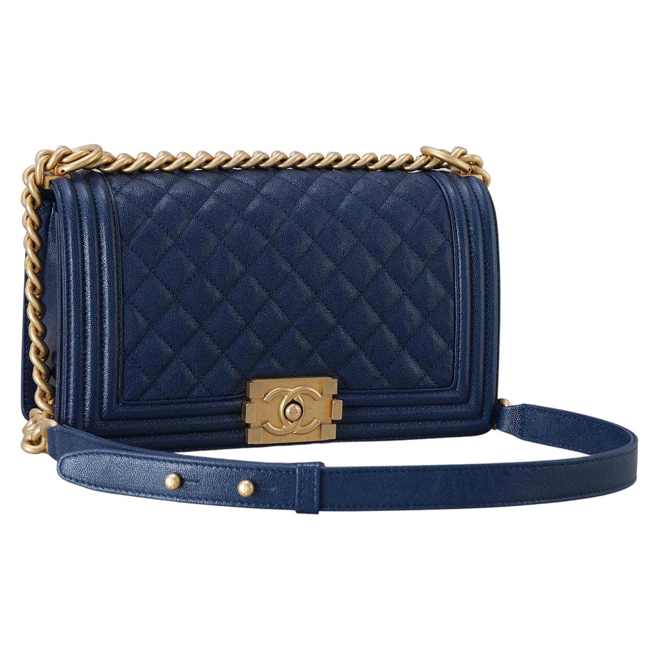 CHANEL(USED)샤넬 보이샤넬 캐비어 미듐 금장