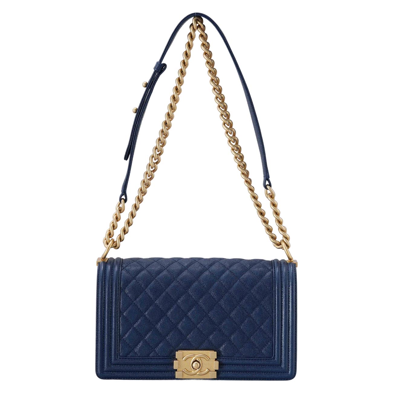 CHANEL(USED)샤넬 보이샤넬 캐비어 미듐 금장