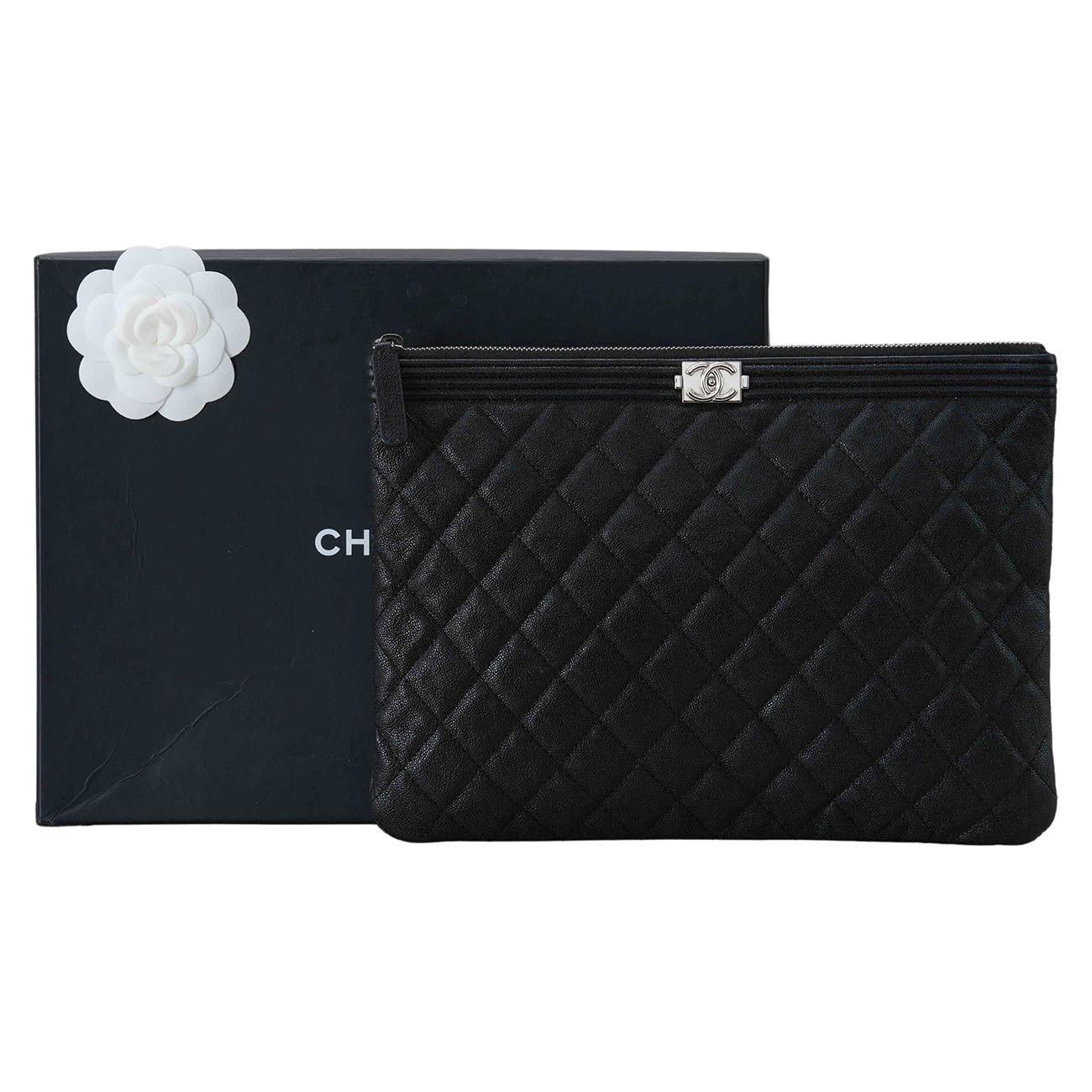 CHANEL(USED)샤넬 캐비어 보이샤넬 클러치 미듐