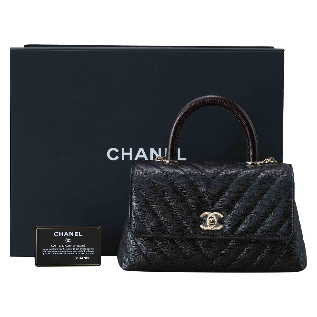 CHANEL(USED)샤넬 캐비어 쉐브론 코코핸들 스몰