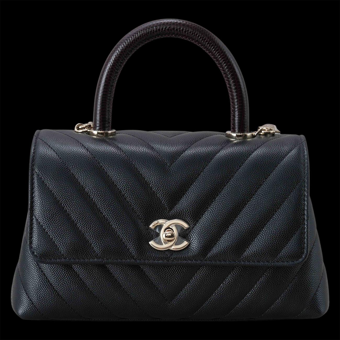 CHANEL(USED)샤넬 캐비어 쉐브론 코코핸들 스몰