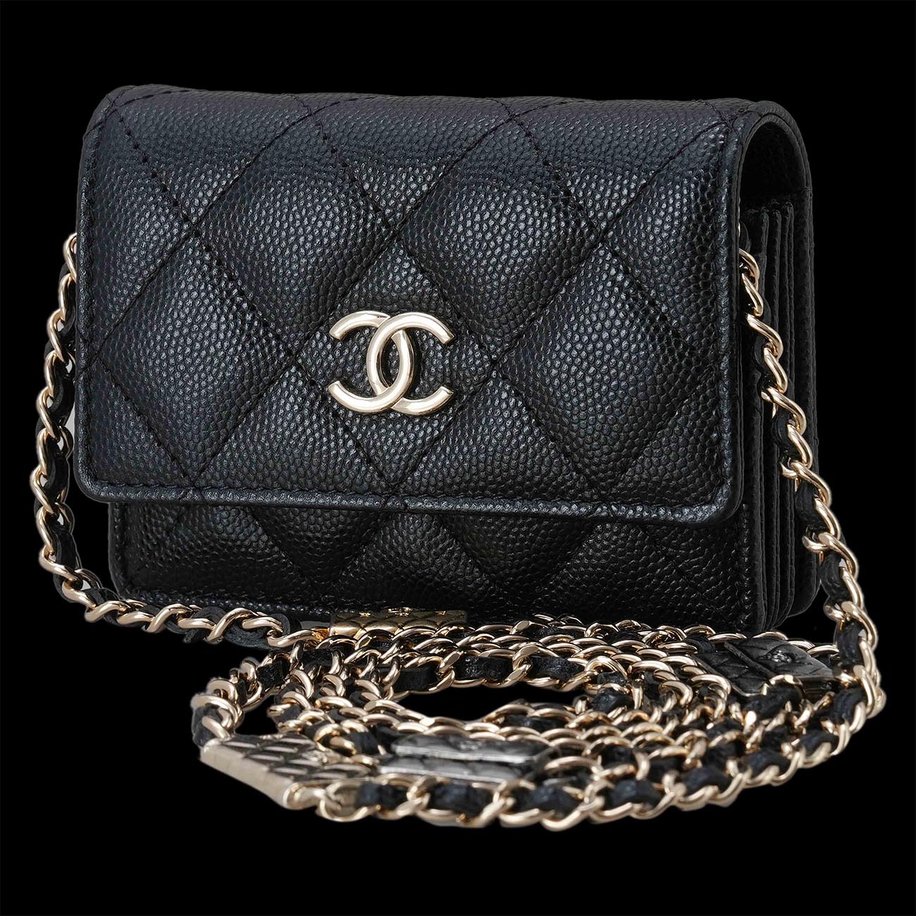 CHANEL(USED)샤넬 AP2444 캐비어 아코디언 WOC