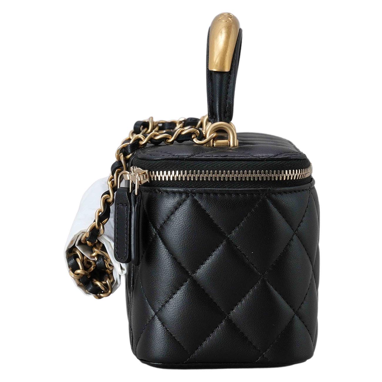 CHANEL(USED)샤넬 AP2199 램스킨 탑핸들 직사각 베니티