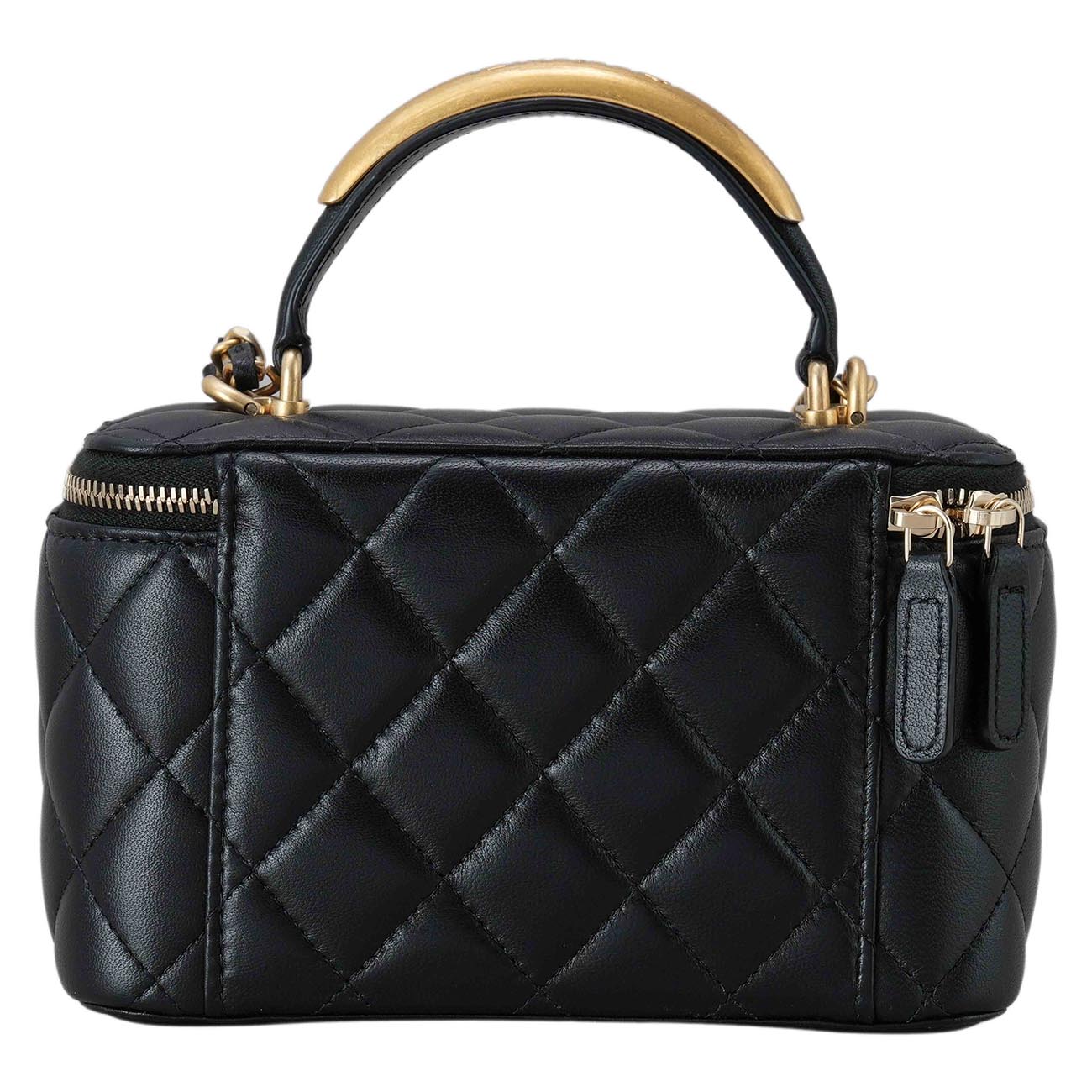 CHANEL(USED)샤넬 AP2199 램스킨 탑핸들 직사각 베니티