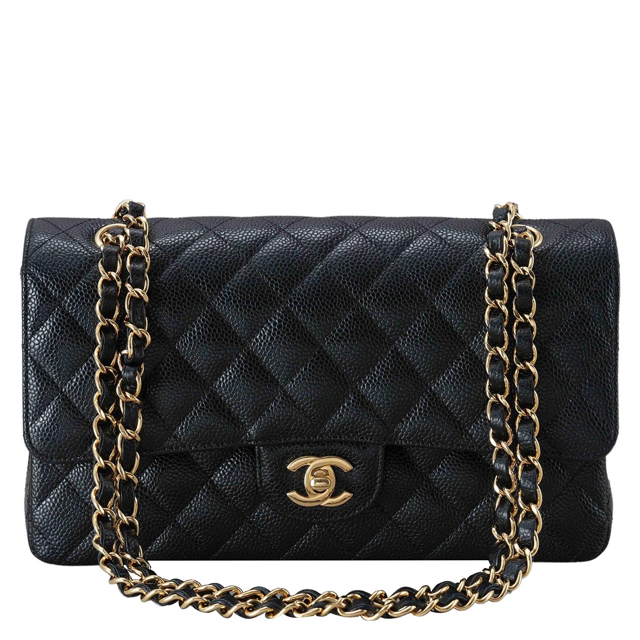 CHANEL(USED)샤넬 클래식 캐비어 미듐 금장