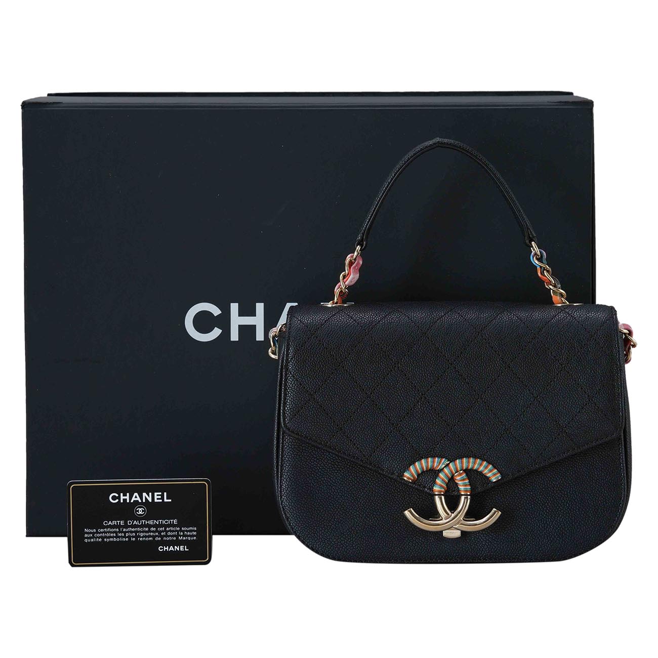 CHANEL(USED)샤넬 A93659 시즌 캐비어 하프 앤 하프 크로스백