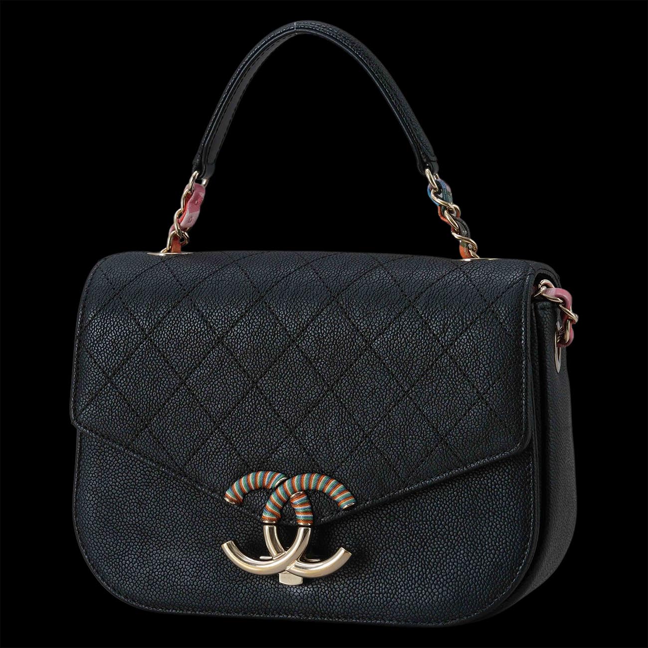 CHANEL(USED)샤넬 A93659 시즌 캐비어 하프 앤 하프 크로스백