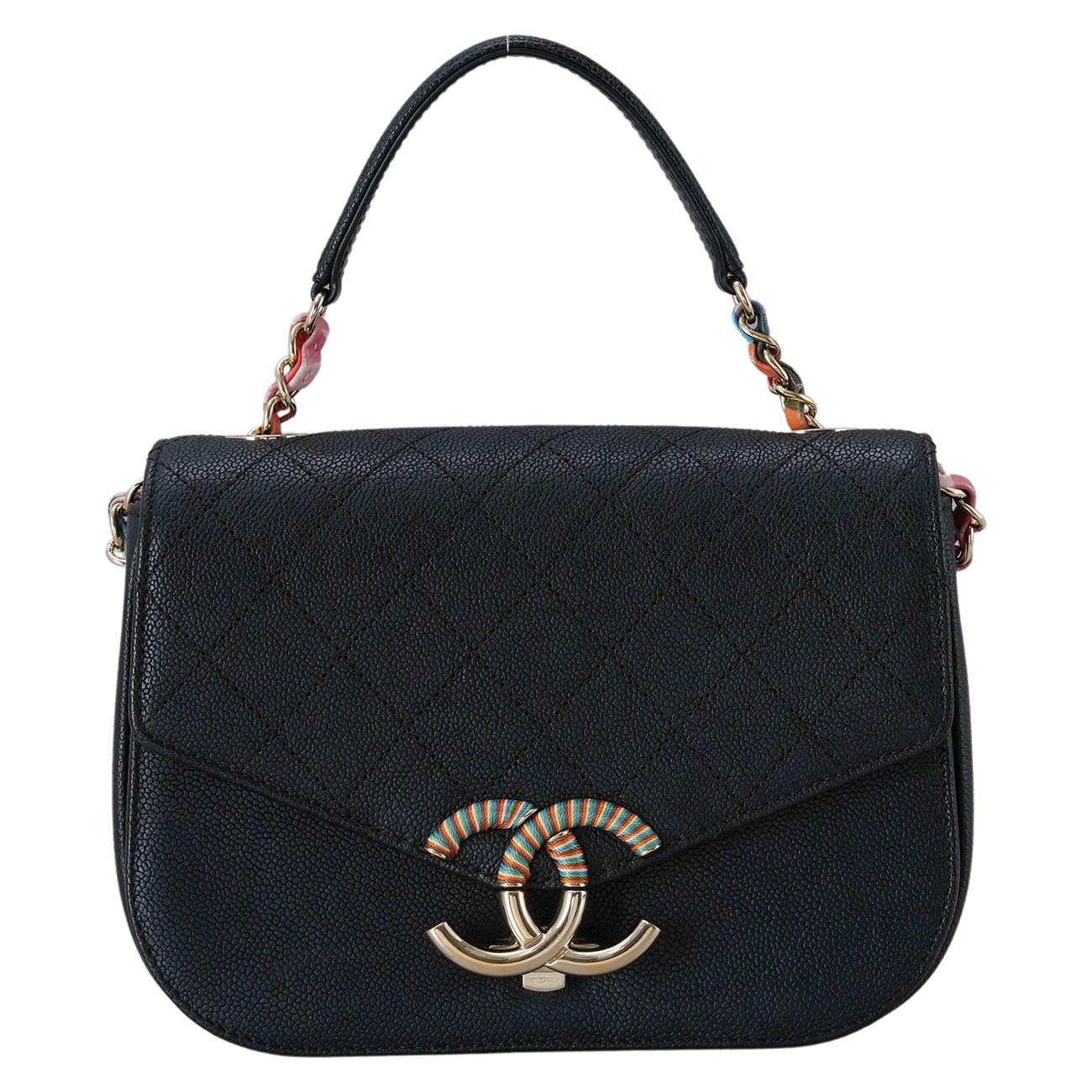 CHANEL(USED)샤넬 A93659 시즌 캐비어 하프 앤 하프 크로스백
