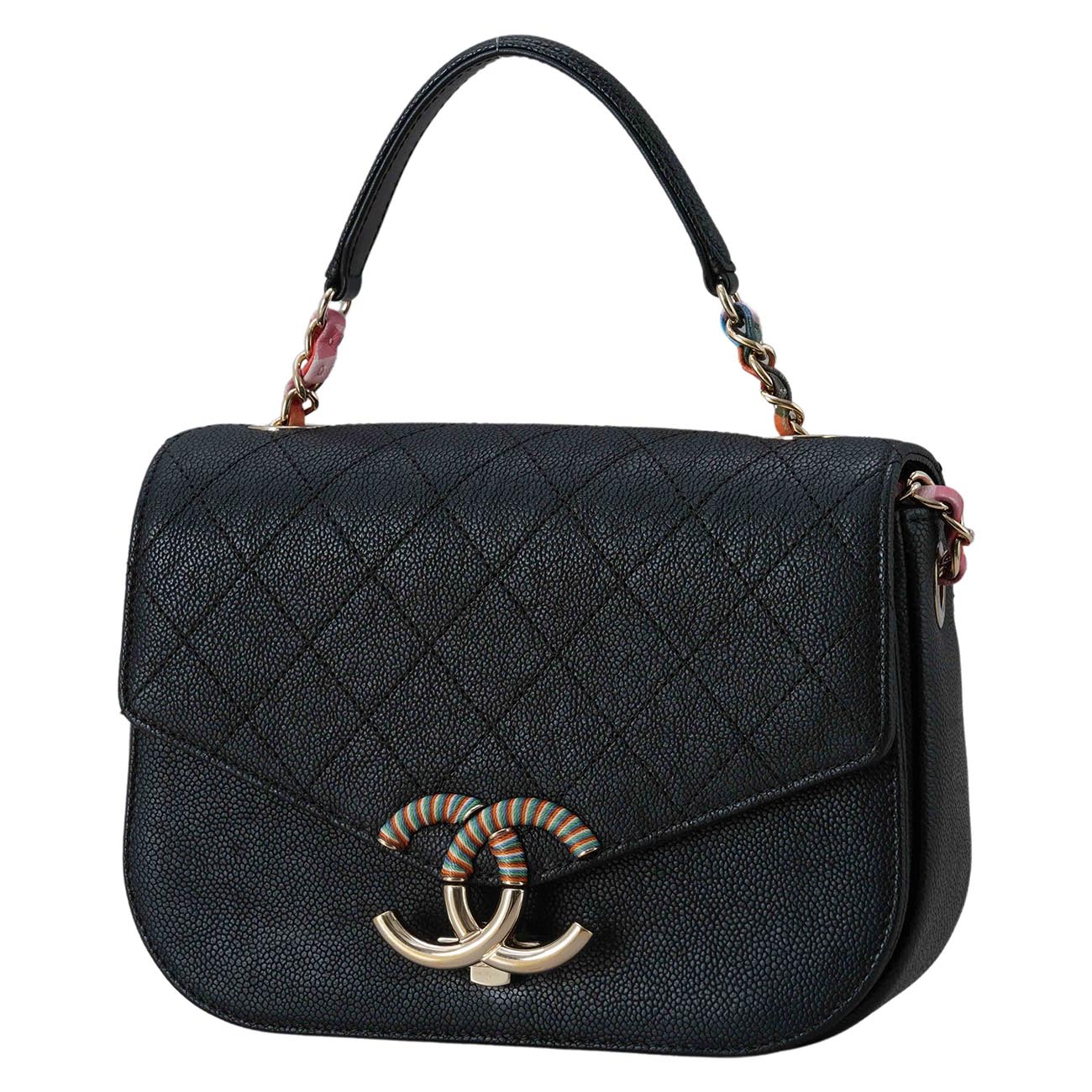 CHANEL(USED)샤넬 A93659 시즌 캐비어 하프 앤 하프 크로스백