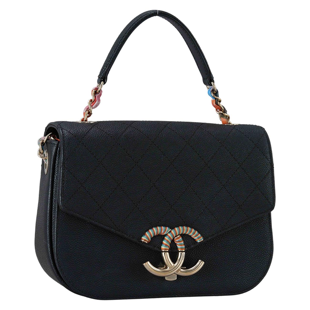 CHANEL(USED)샤넬 A93659 시즌 캐비어 하프 앤 하프 크로스백