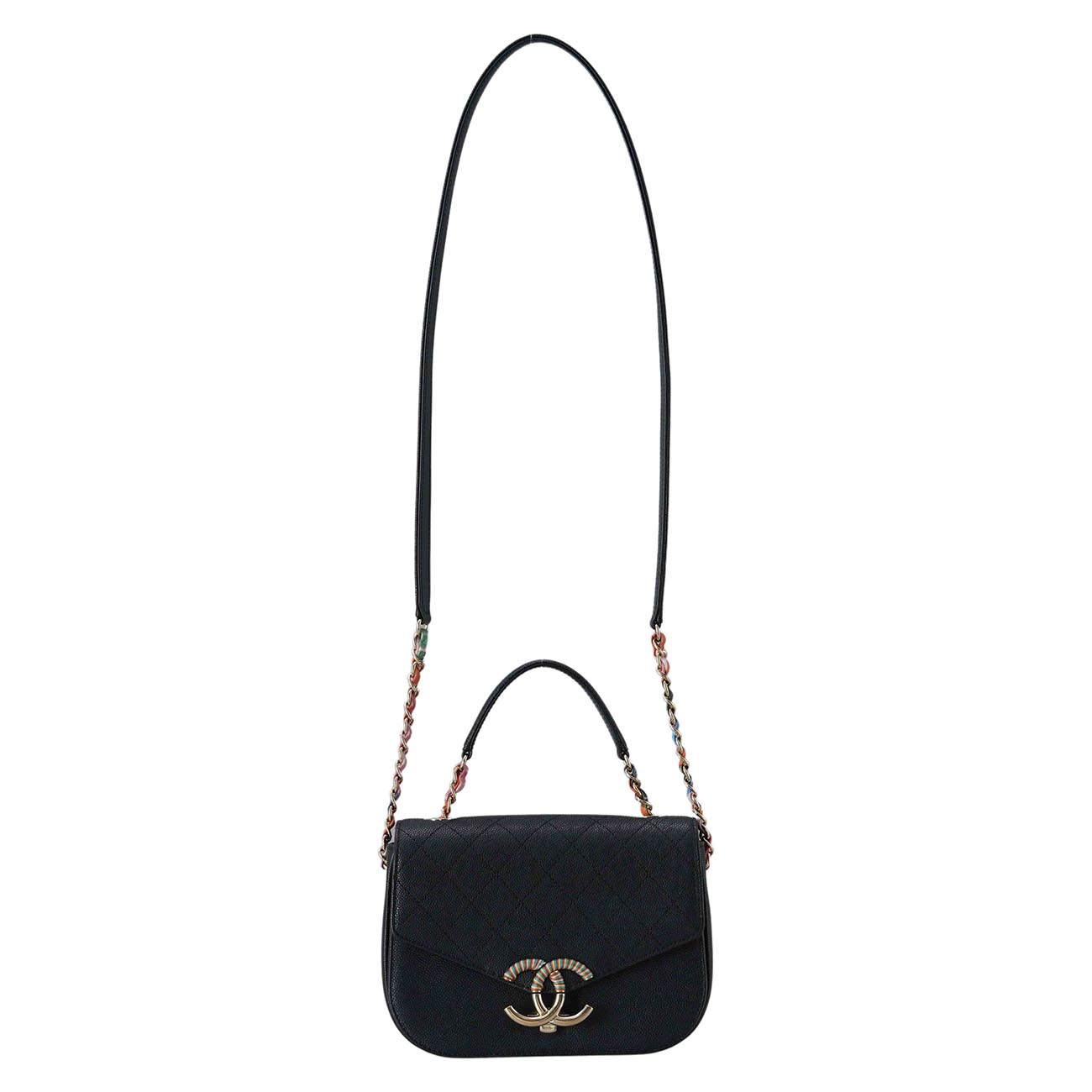 CHANEL(USED)샤넬 A93659 시즌 캐비어 하프 앤 하프 크로스백