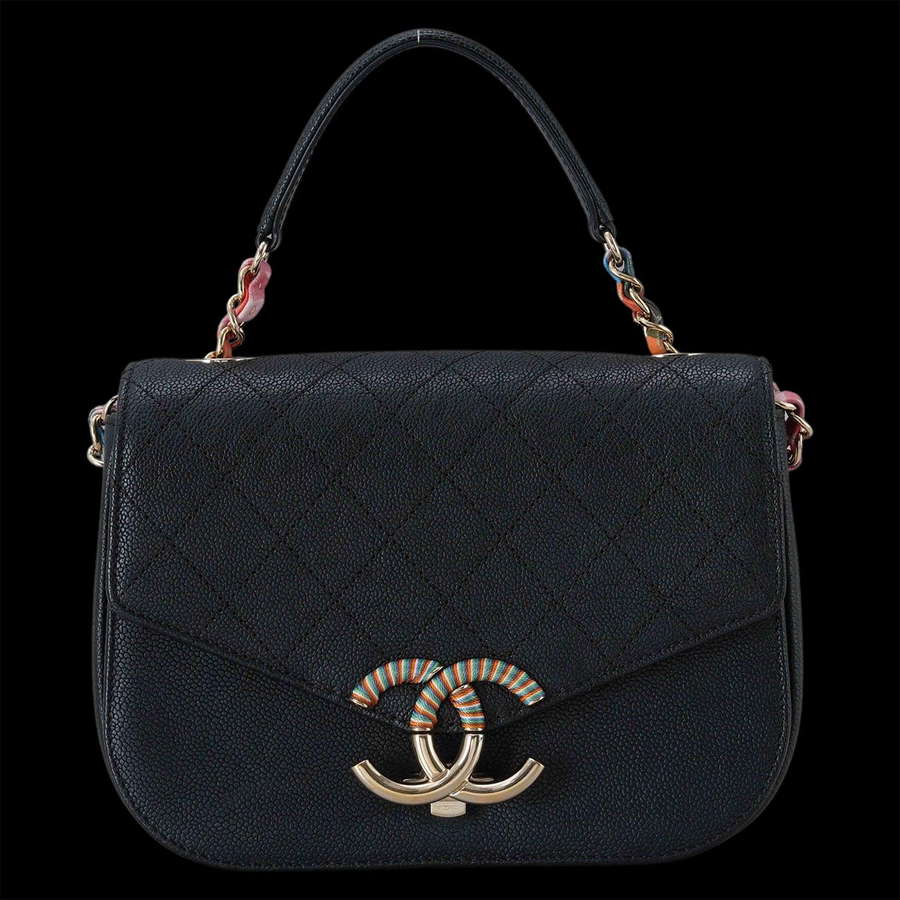 CHANEL(USED)샤넬 A93659 시즌 캐비어 하프 앤 하프 크로스백