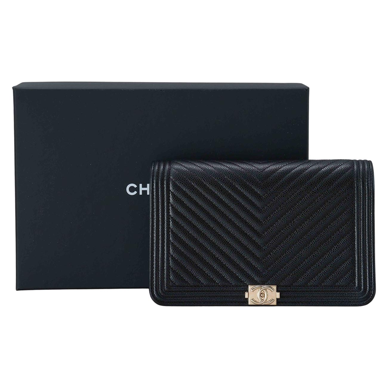 CHANEL(USED)샤넬 캐비어 쉐브론 블랙 WOC 플랩백
