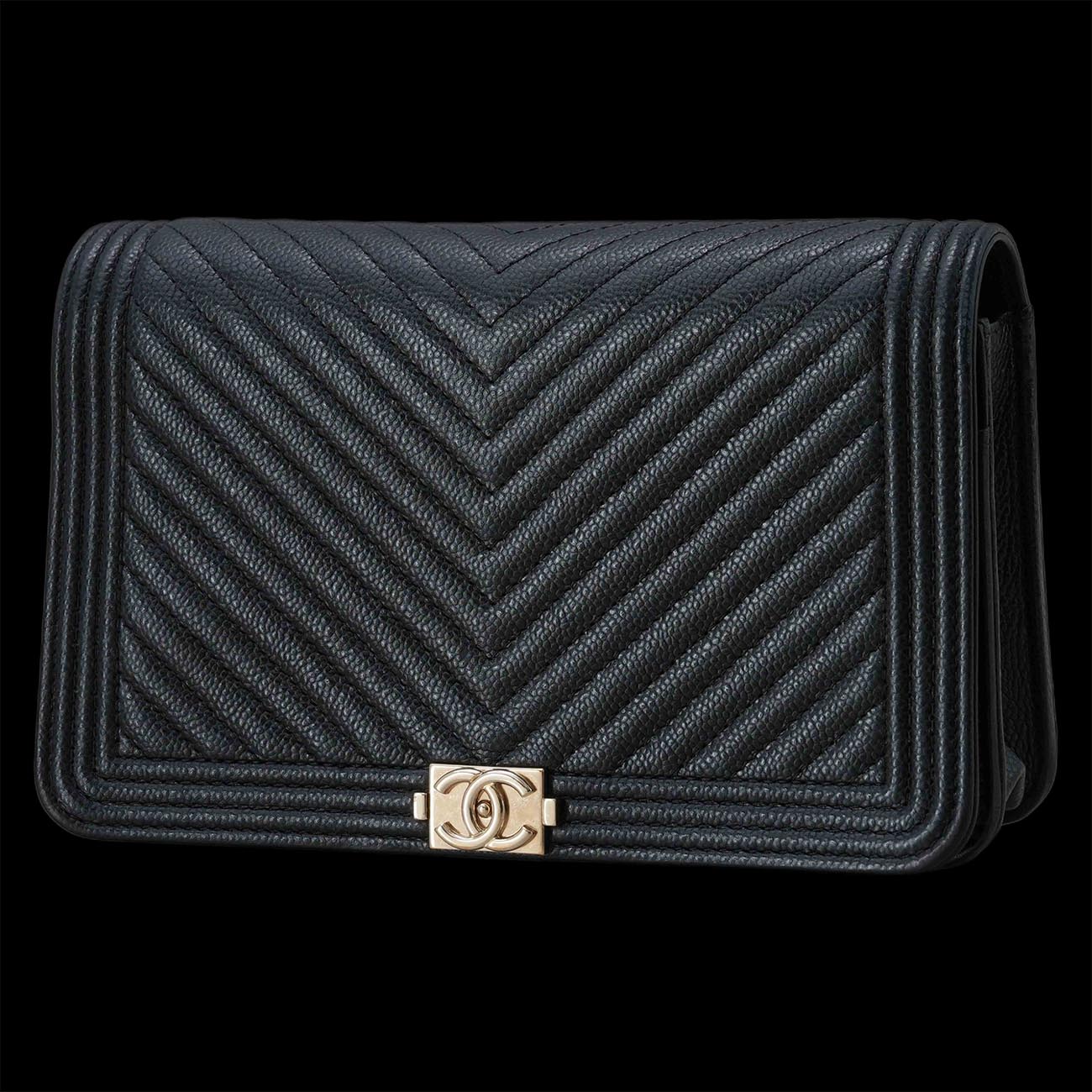 CHANEL(USED)샤넬 캐비어 쉐브론 블랙 WOC 플랩백
