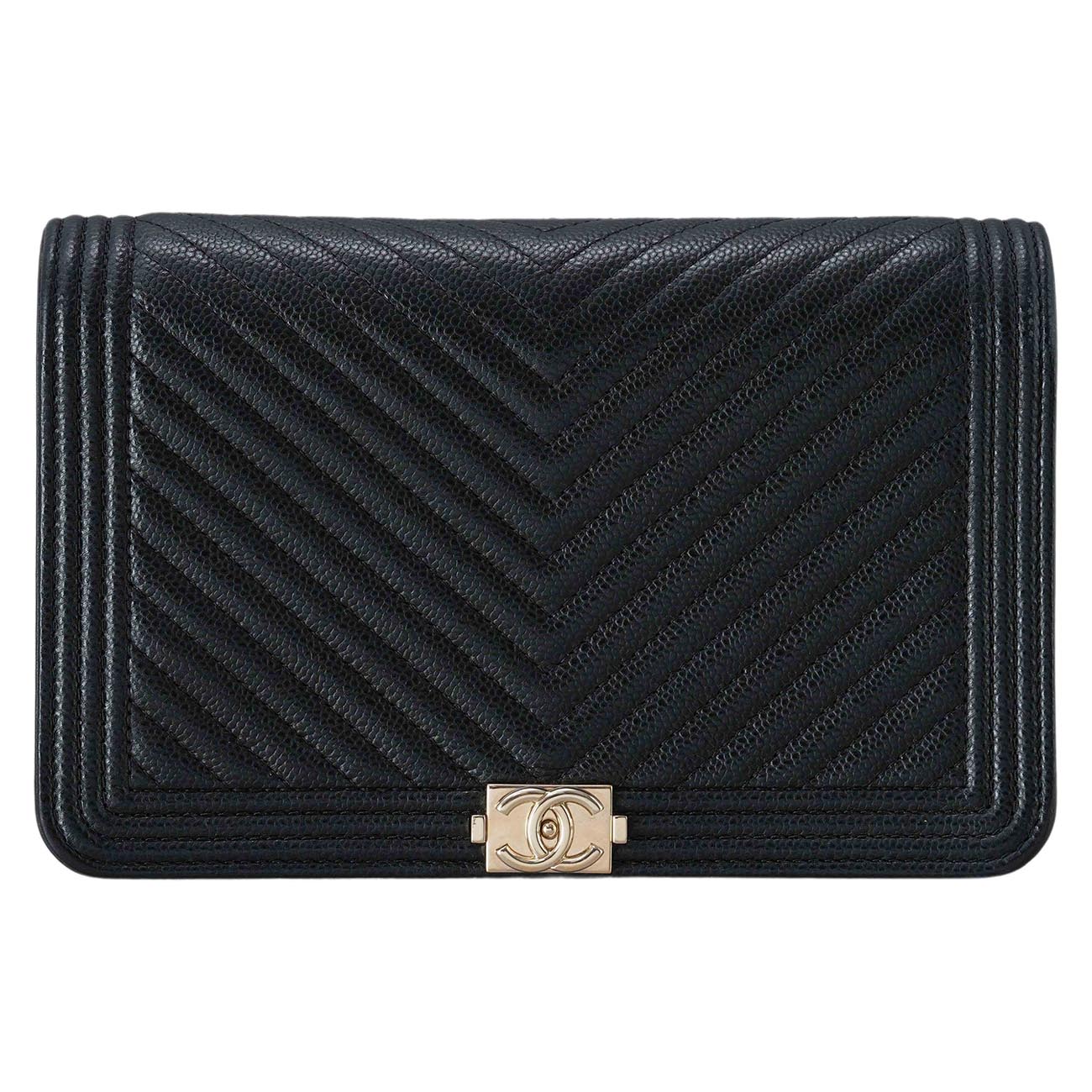 CHANEL(USED)샤넬 캐비어 쉐브론 블랙 WOC 플랩백