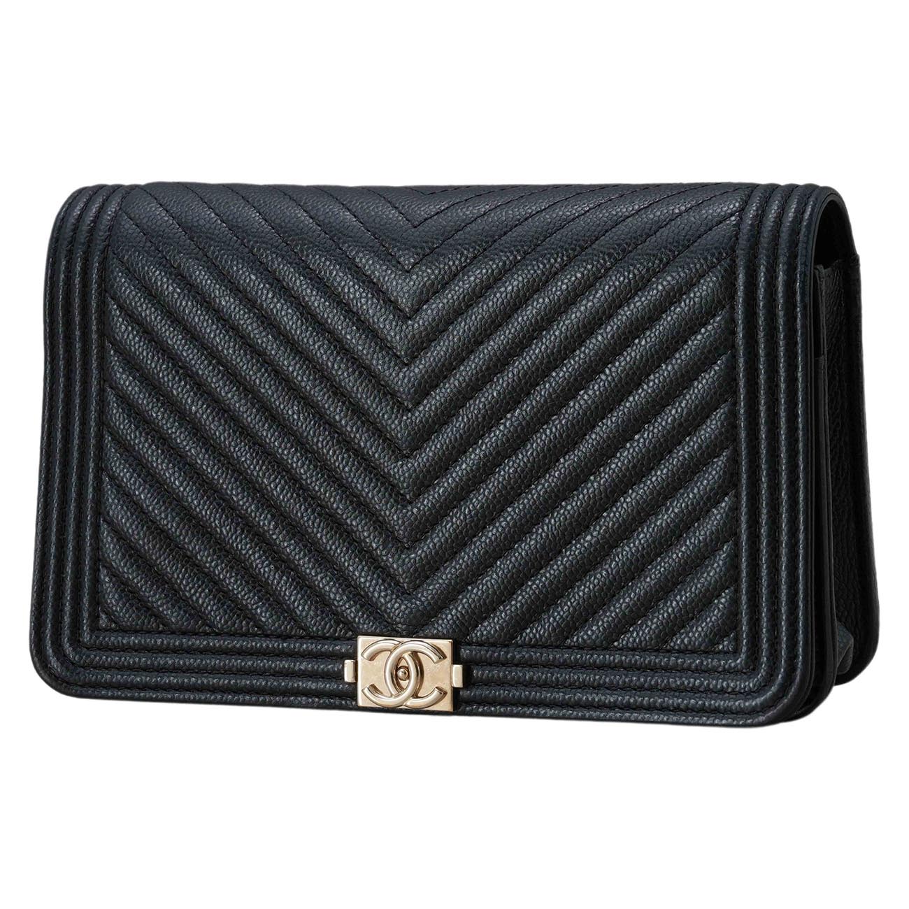 CHANEL(USED)샤넬 캐비어 쉐브론 블랙 WOC 플랩백