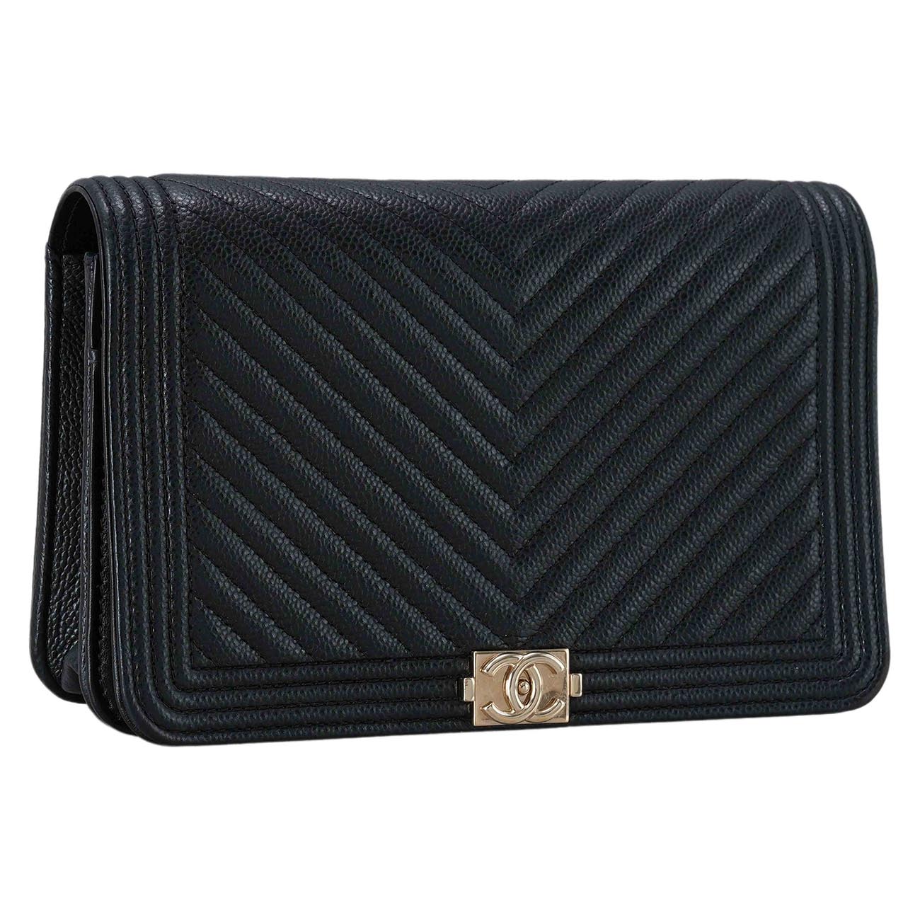 CHANEL(USED)샤넬 캐비어 쉐브론 블랙 WOC 플랩백