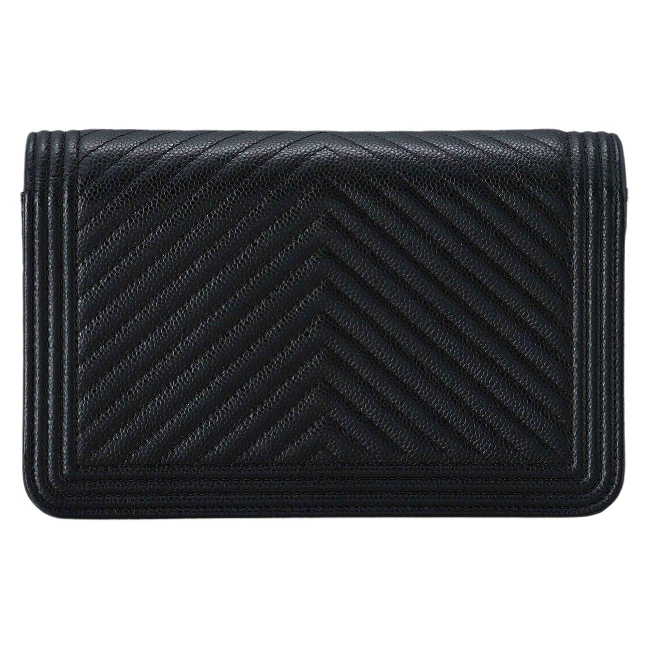 CHANEL(USED)샤넬 캐비어 쉐브론 블랙 WOC 플랩백