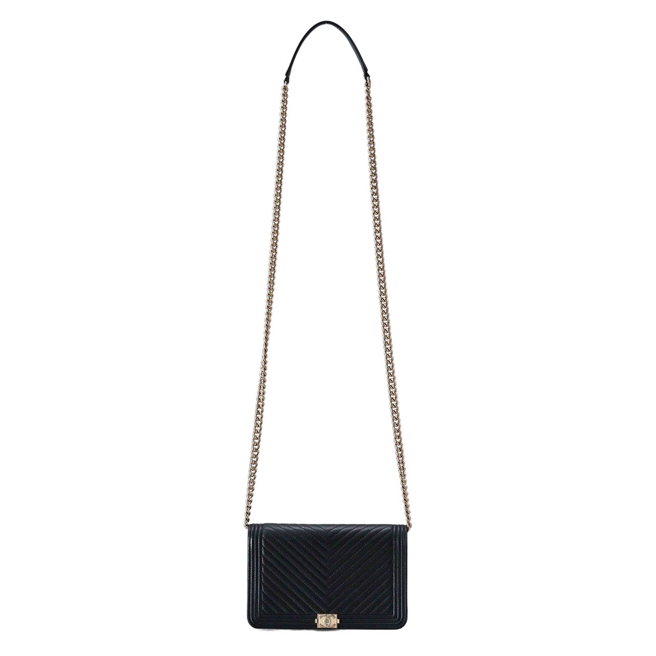 CHANEL(USED)샤넬 캐비어 쉐브론 블랙 WOC 플랩백