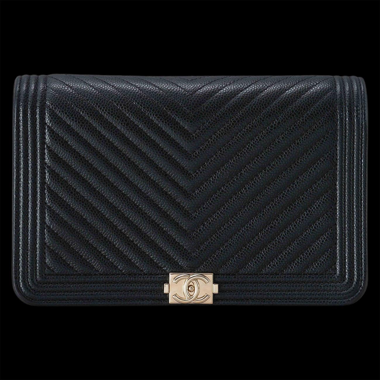 CHANEL(USED)샤넬 캐비어 쉐브론 블랙 WOC 플랩백