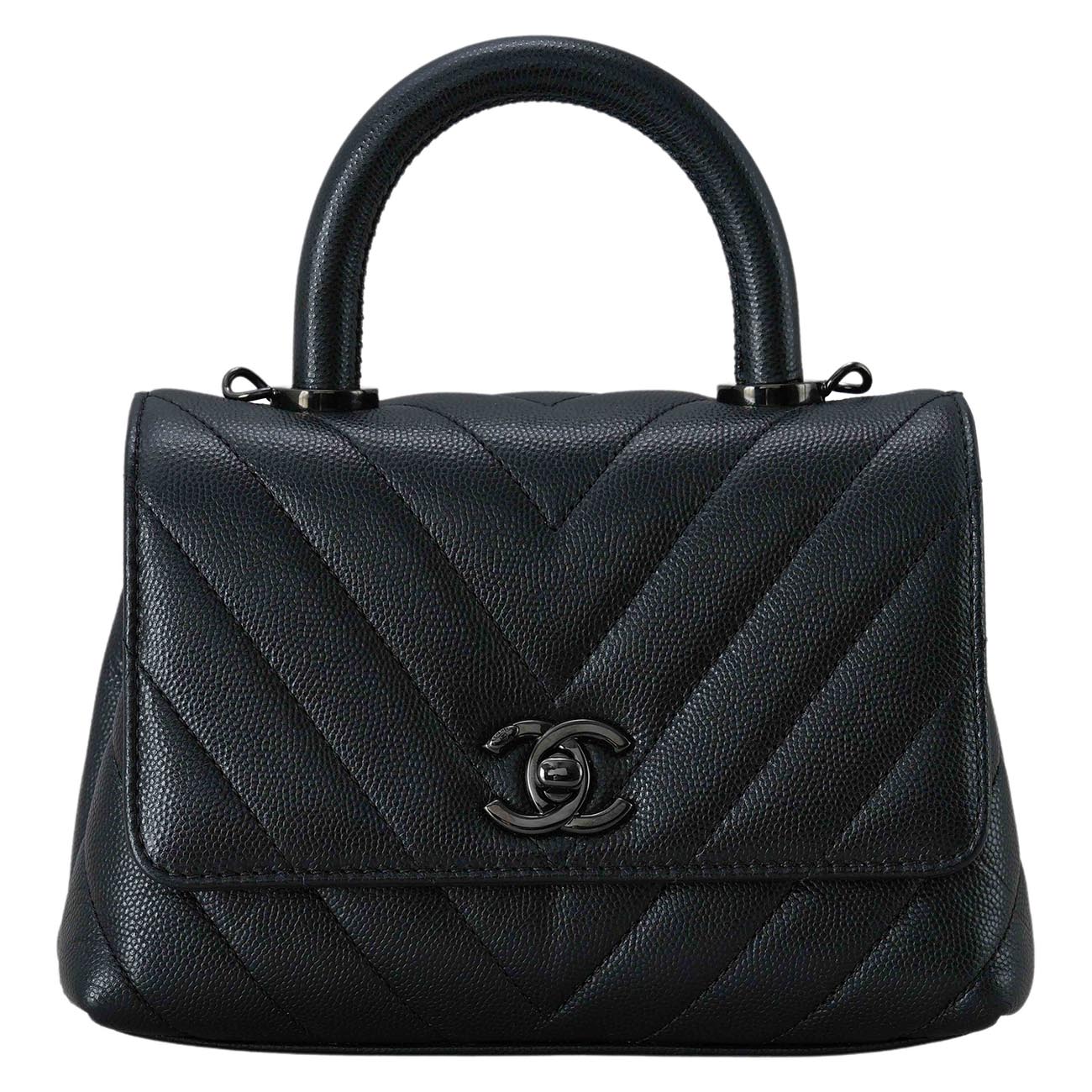 CHANEL(USED)샤넬 캐비어 쉐브론 코코핸들 미니