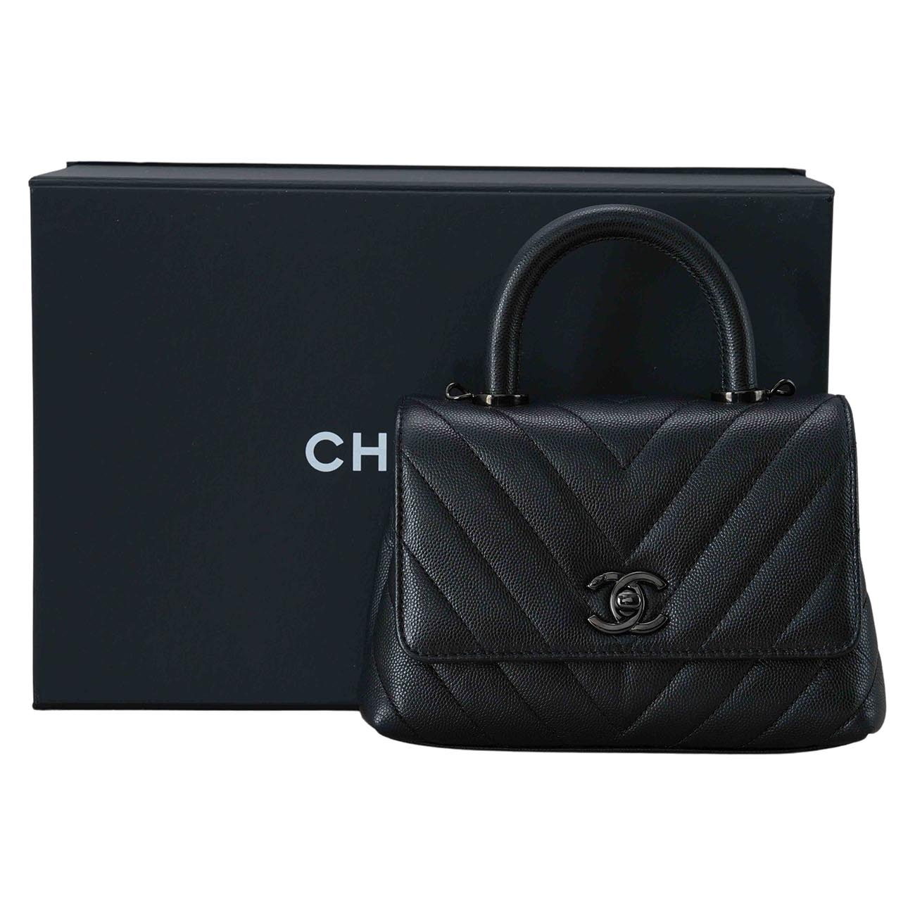 CHANEL(USED)샤넬 캐비어 쉐브론 코코핸들 미니
