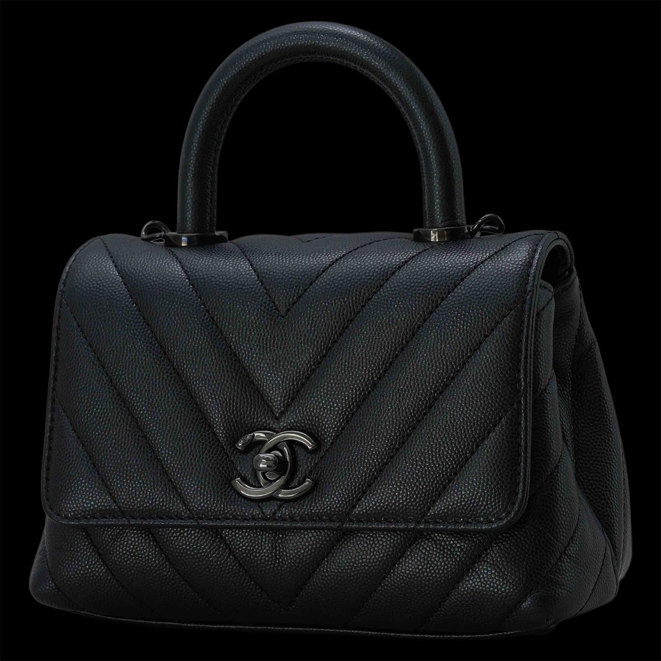 CHANEL(USED)샤넬 캐비어 쉐브론 코코핸들 미니
