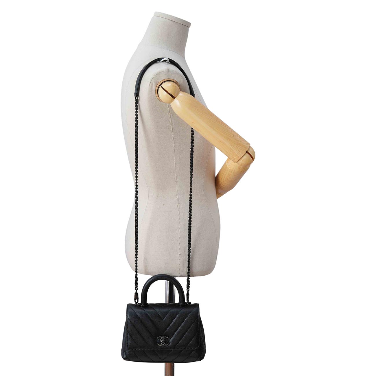 CHANEL(USED)샤넬 캐비어 쉐브론 코코핸들 미니