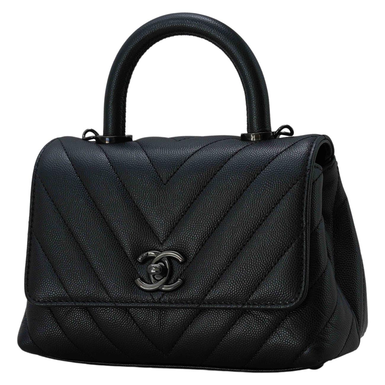 CHANEL(USED)샤넬 캐비어 쉐브론 코코핸들 미니