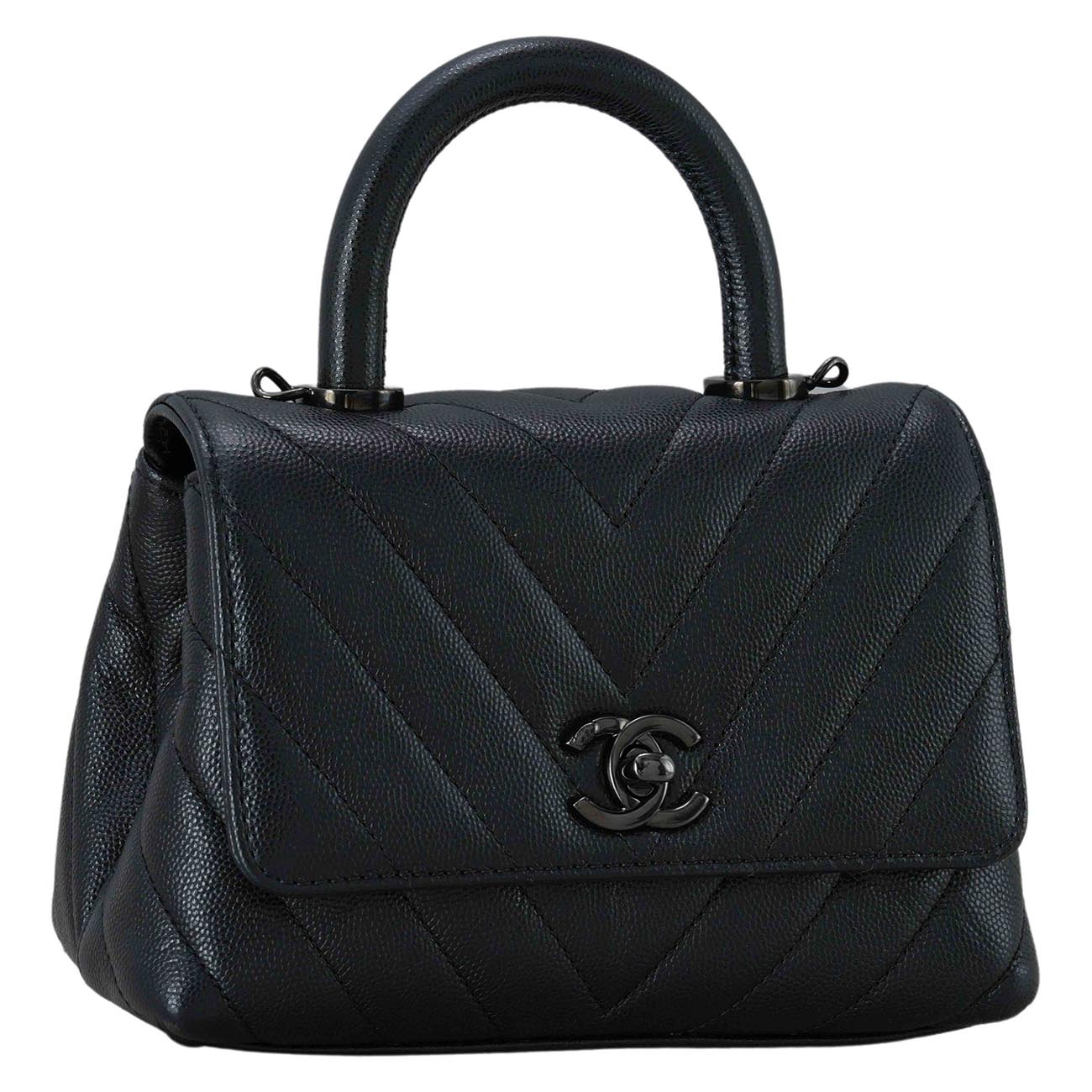 CHANEL(USED)샤넬 캐비어 쉐브론 코코핸들 미니