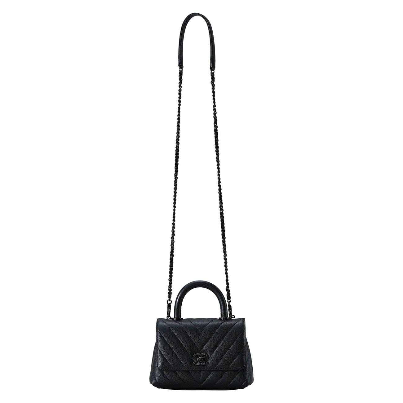 CHANEL(USED)샤넬 캐비어 쉐브론 코코핸들 미니