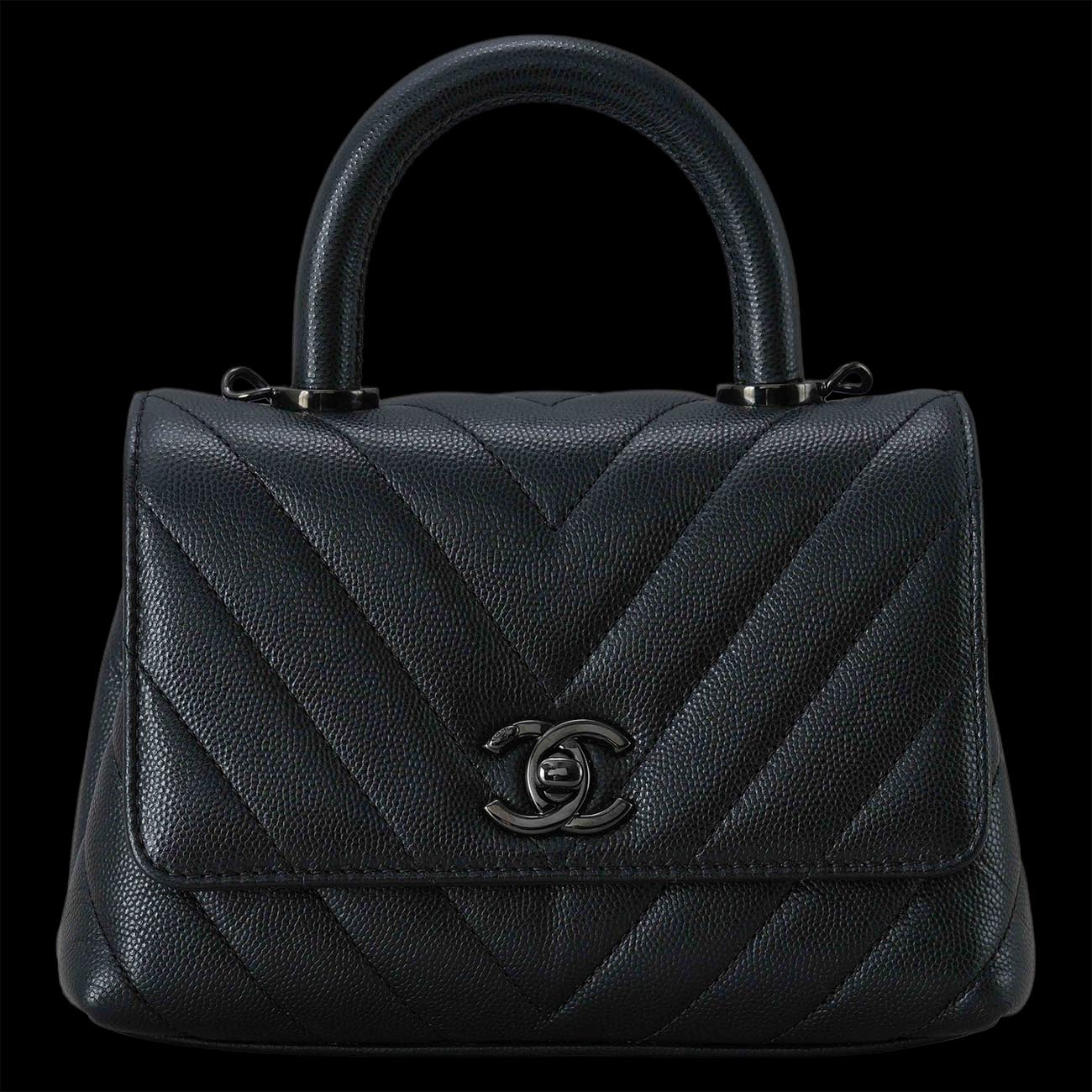 CHANEL(USED)샤넬 캐비어 쉐브론 코코핸들 미니