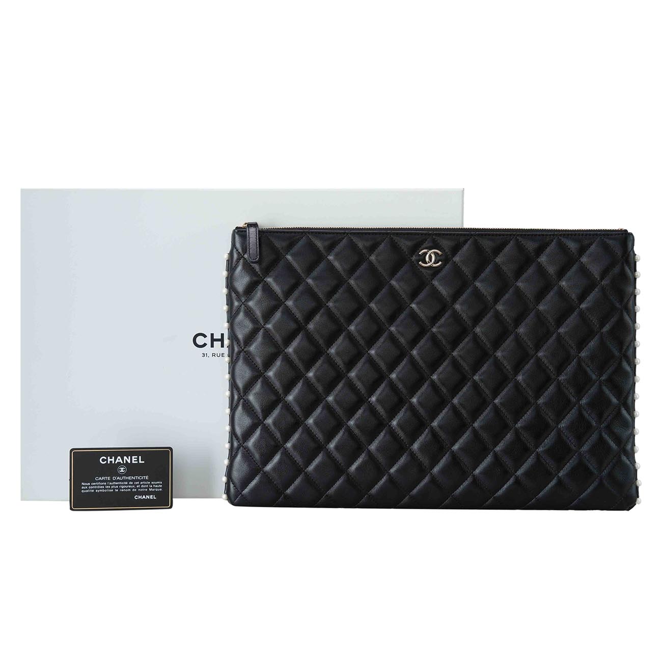 CHANEL(USED)샤넬 시즌 진주 클러치 라지