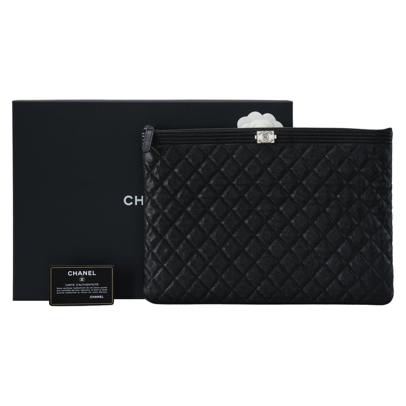 CHANEL(USED)샤넬 보이샤넬 캐비어 클러치 라지