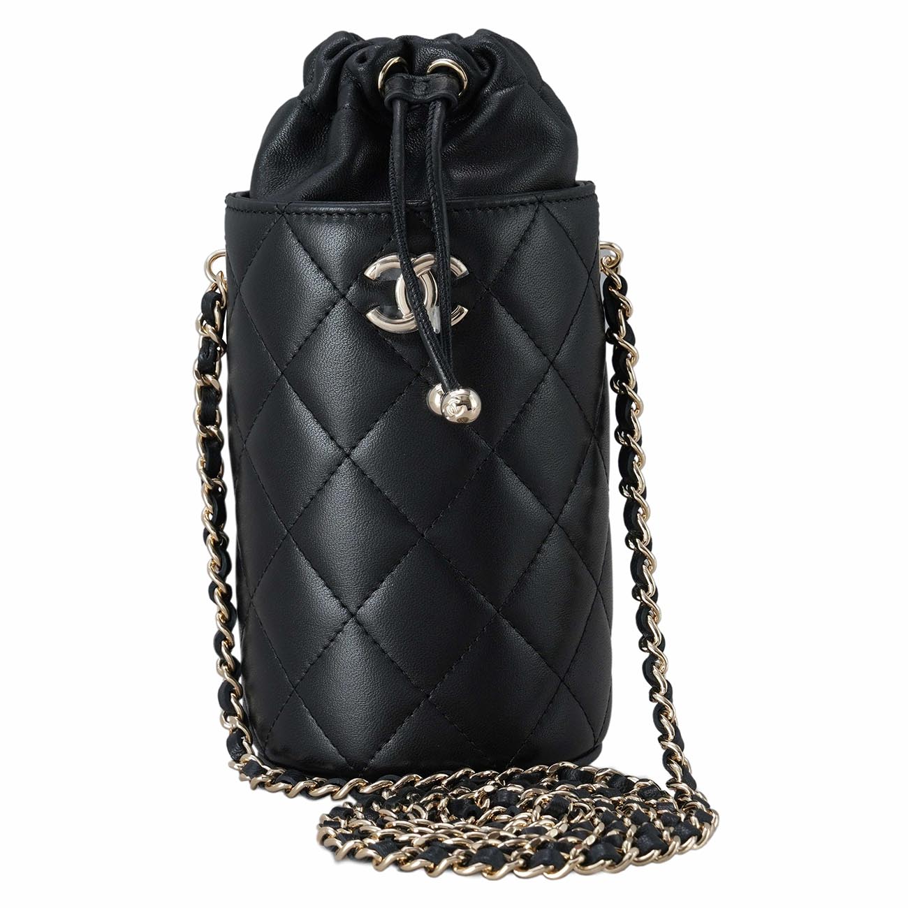 CHANEL(USED)샤넬 드로스트링 미니 체인 버킷백 블랙