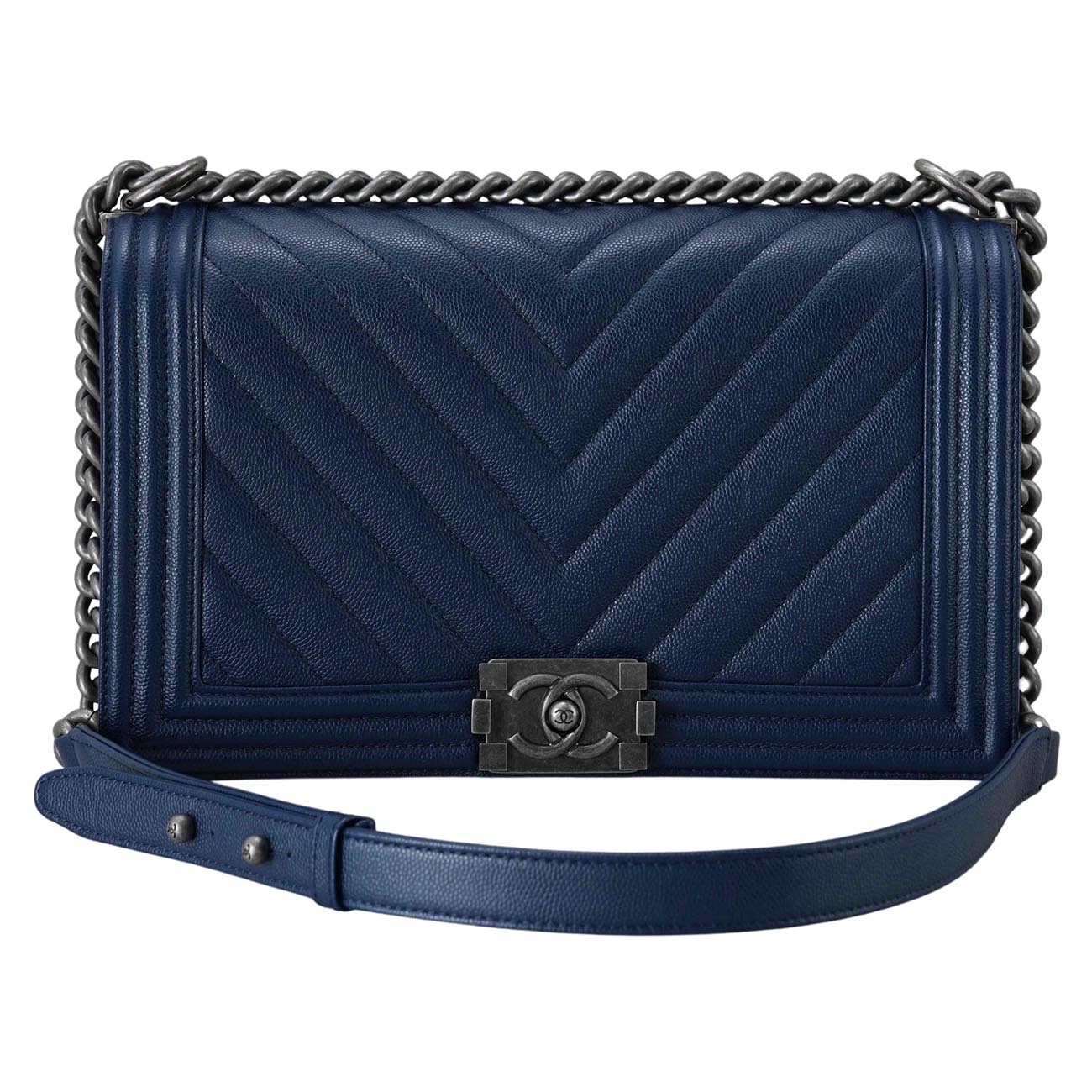 CHANEL(USED)샤넬 캐비어 쉐브론 보이샤넬 라지 플랩백