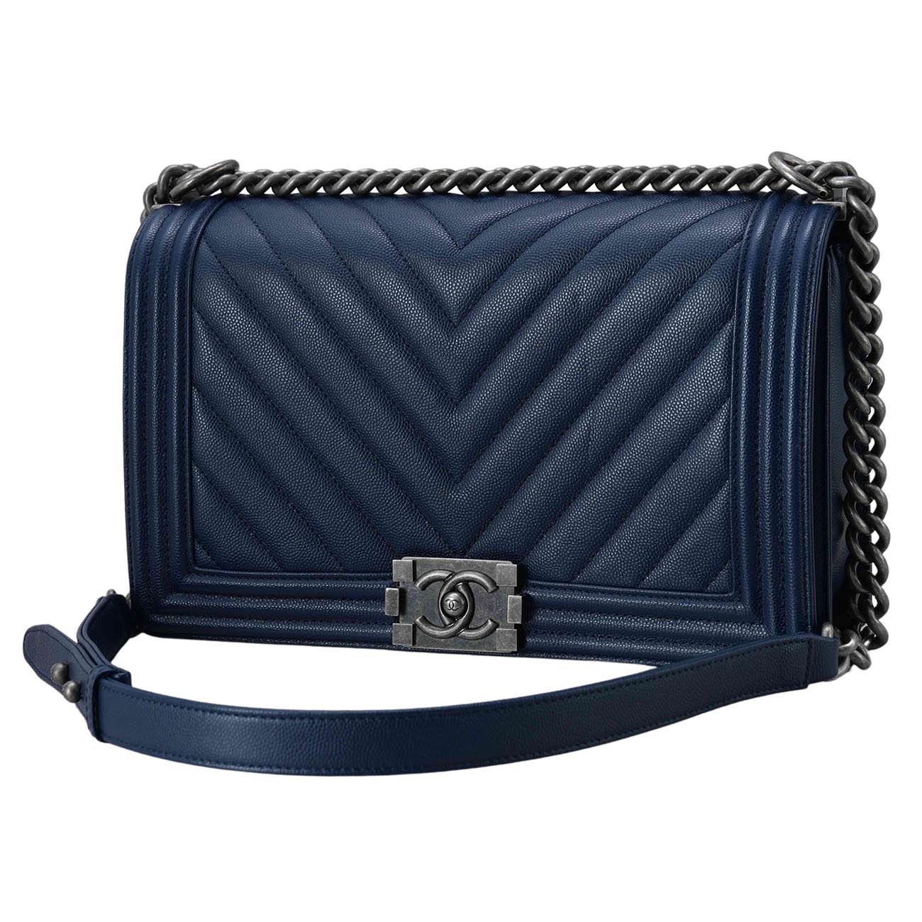 CHANEL(USED)샤넬 캐비어 쉐브론 보이샤넬 라지 플랩백