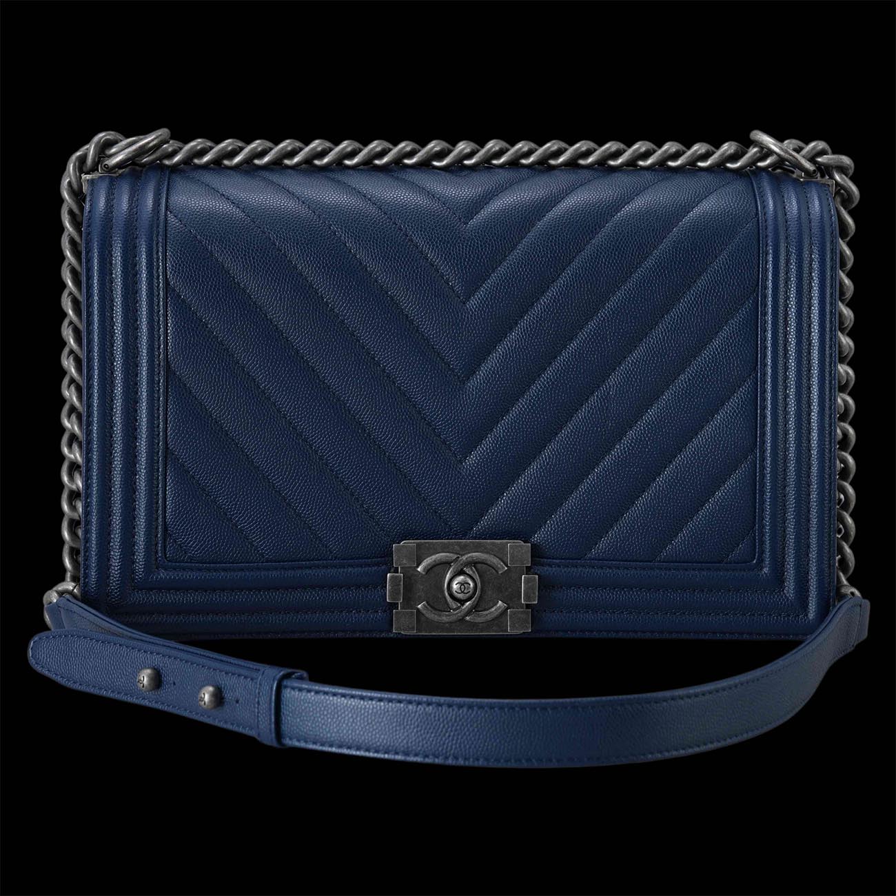 CHANEL(USED)샤넬 캐비어 쉐브론 보이샤넬 라지 플랩백