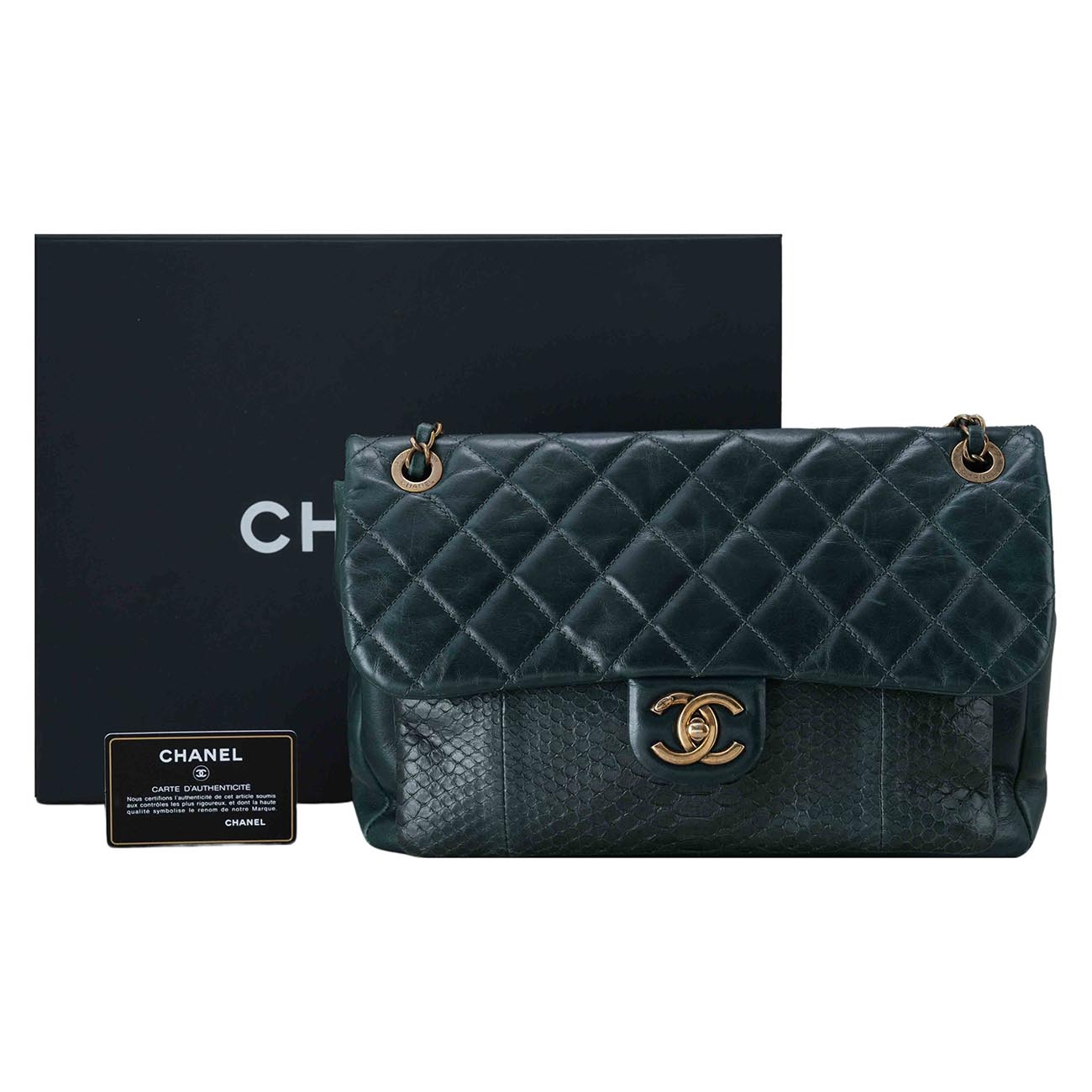 CHANEL(USED)샤넬 시즌 클래식 파이톤 라지 플랩백